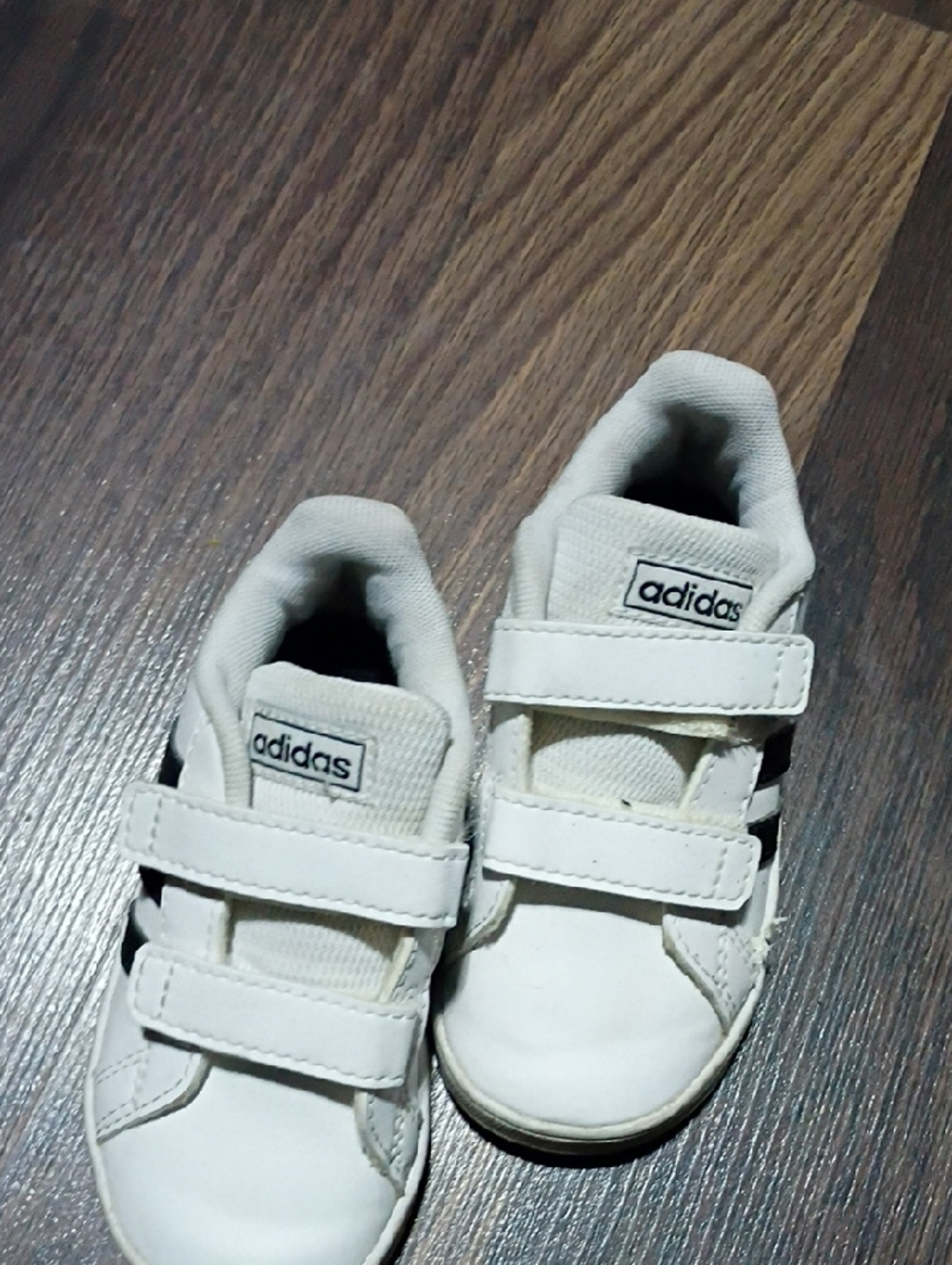 adidas Kids White and Black Velcro Sneakers